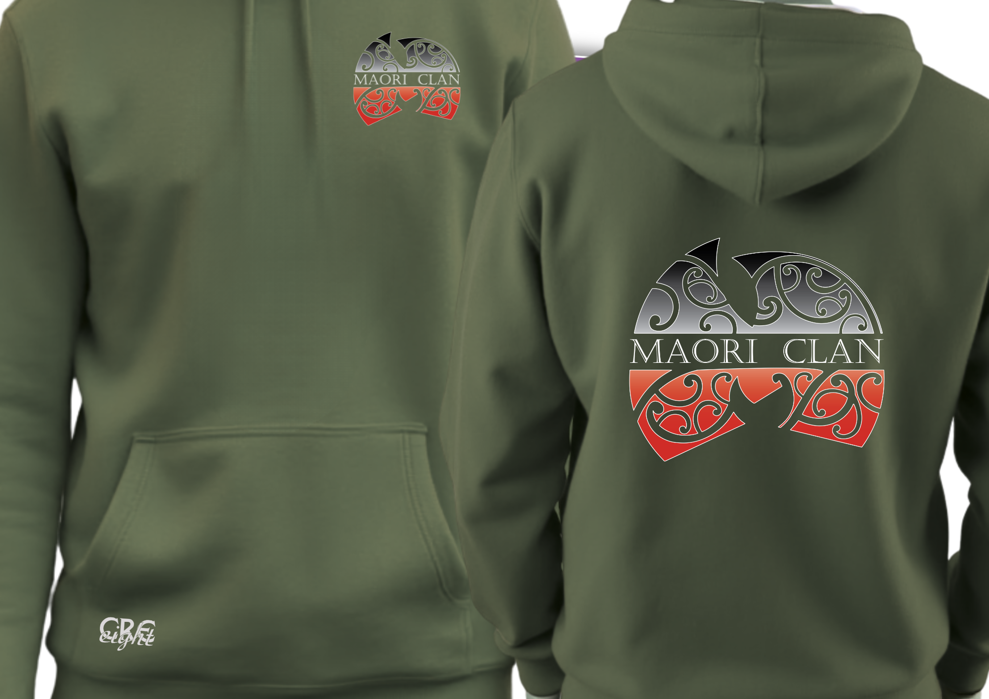 π© Maori Clan Khaki Hoodie β Earth-Toned Strength Meets Tribal Art
