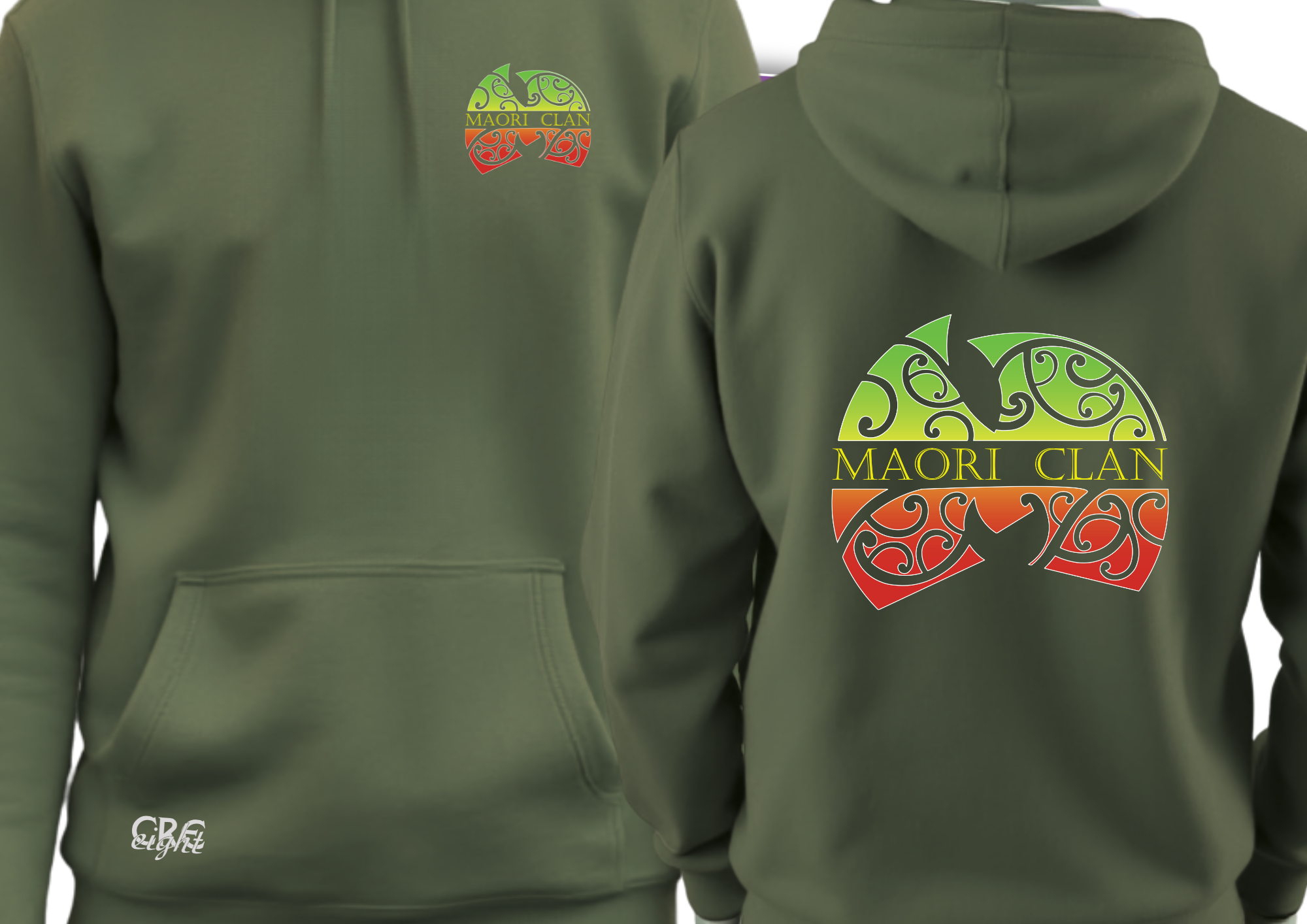 π© Maori Clan Khaki Hoodie β Earth-Toned Strength Meets Tribal Art