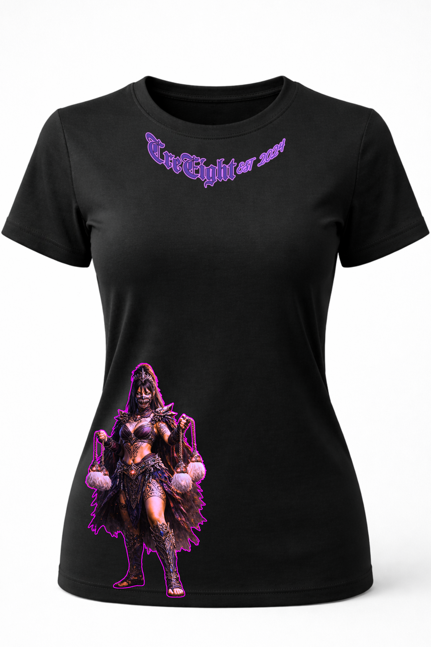 Māori Kombat Fantasy Warrior Black T-Shirt – Limited Edition Streetwear | CRE-eight(MADE TO ORDER)