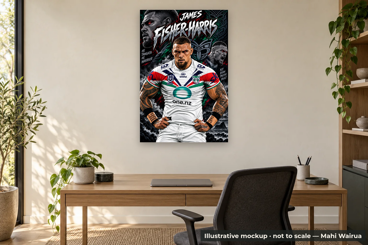 James Fisher-Harris | Raised UV Metal Wall Art (MADE TO ORDER) — office scene, illustrative mockup, not to scale