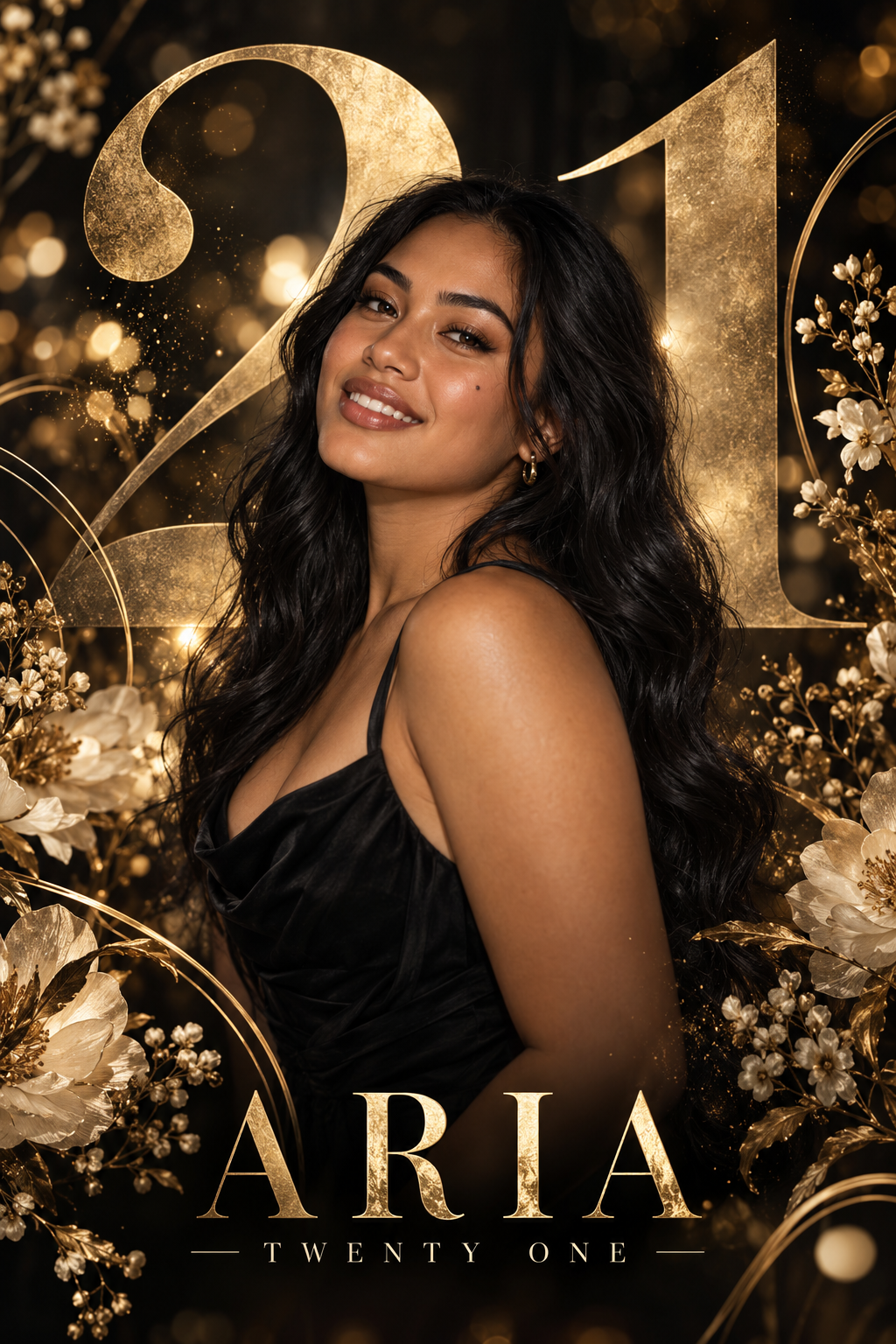 Standard birthday metal print sample artwork – fictional sample design by Mahi Wairua