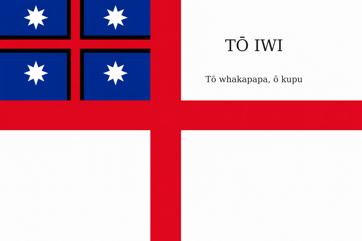 Personalised He Whakaputanga flag metal print — artwork with example wording