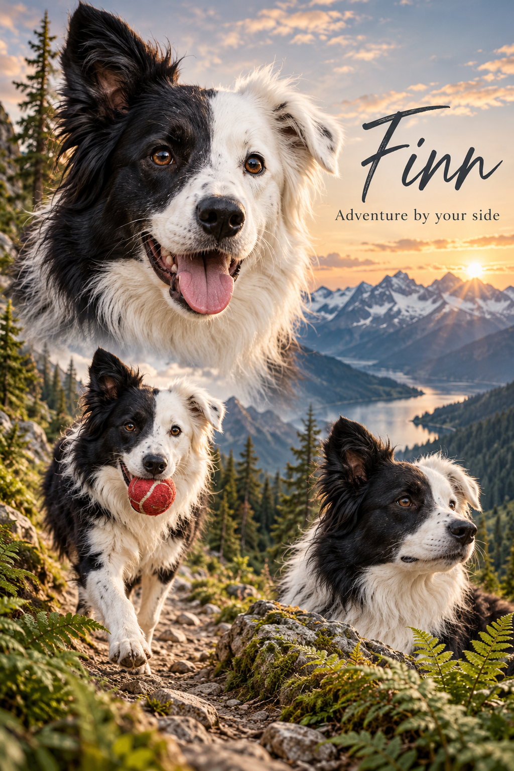 Personalised pet metal print sample artwork – fictional sample design by Mahi Wairua