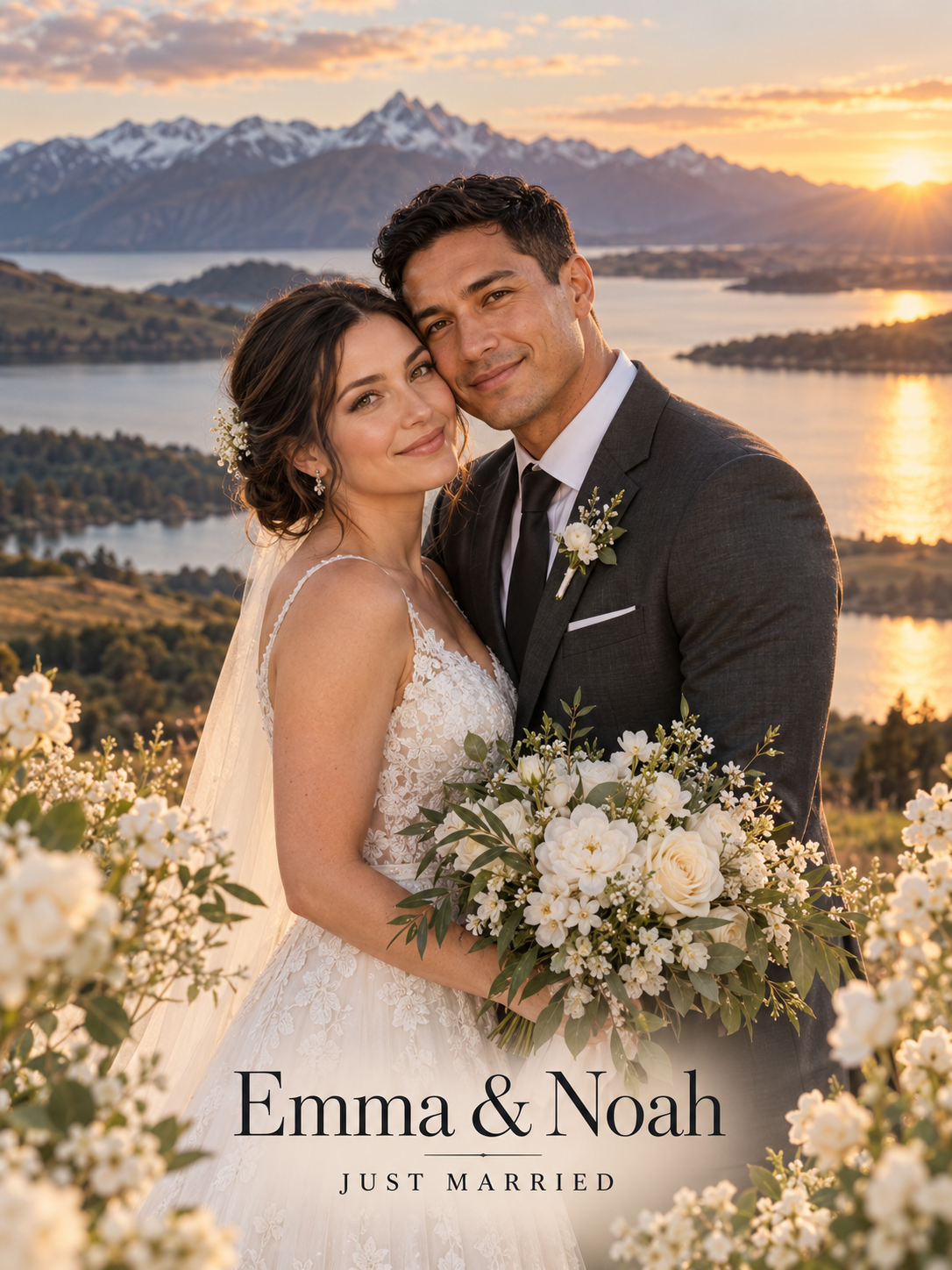 Standard wedding metal print sample artwork – fictional sample design by Mahi Wairua