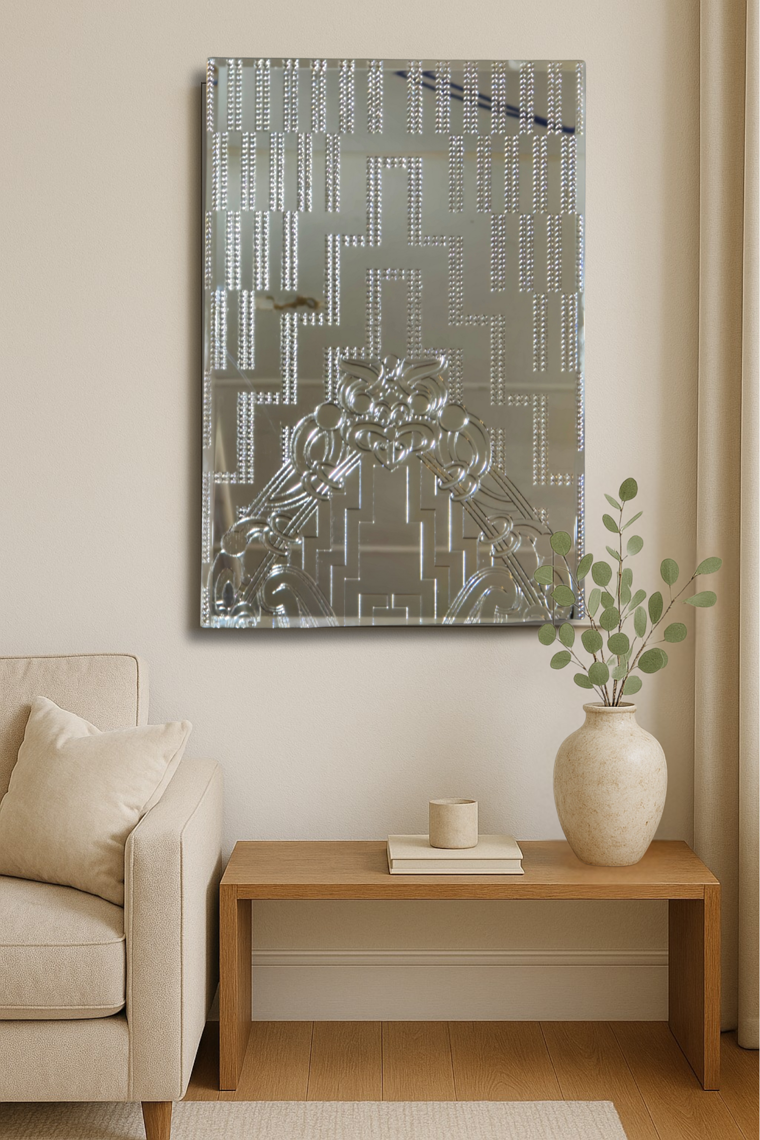 Whare Nui Mirror – Māori Poutama Guardian Design(MADE TO ORDER)