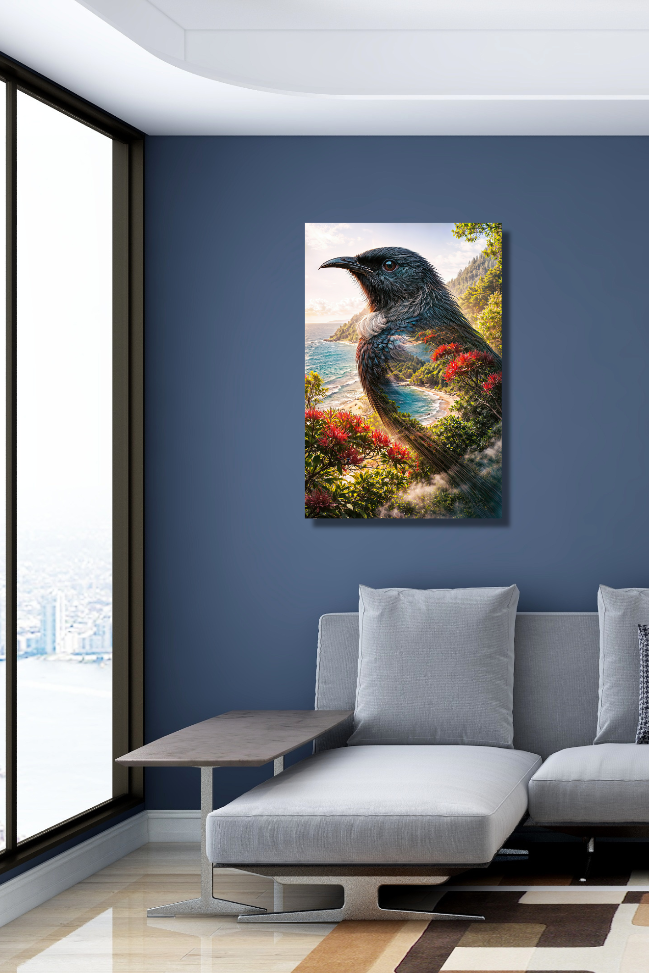 Summertime Tūī – Pohutukawa & Coastal Nature CANVAS Print | Callum x CRE-eight