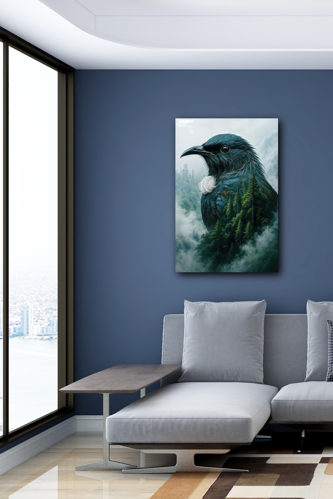 Double Exposure Misty Forest Tūī – New Zealand Nature CANVAS Print | CRE-eight