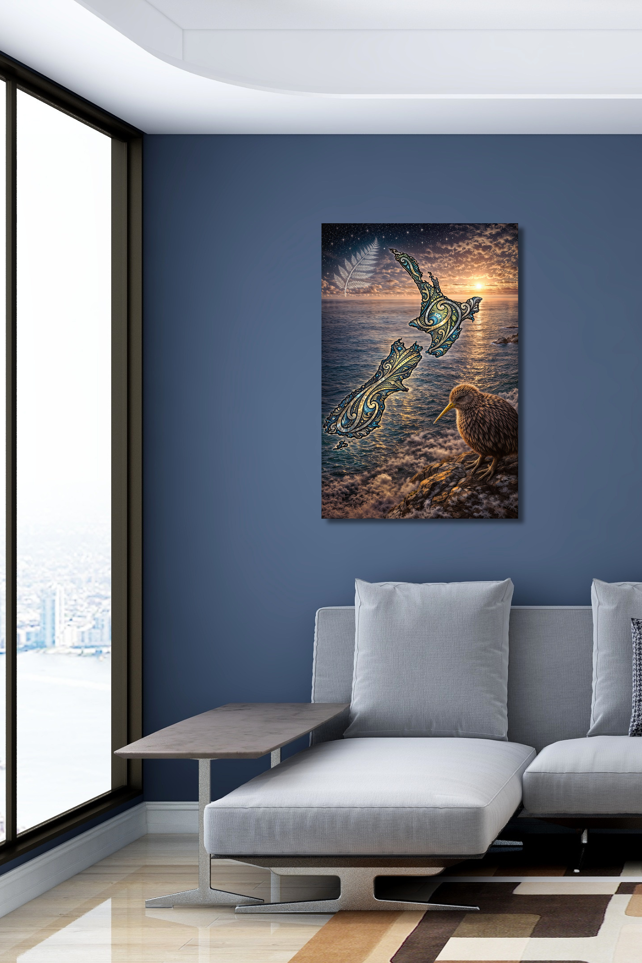 Kiwi of Aotearoa – Silver Fern & Landform Nature CANVAS Print | Callum x CRE-eight