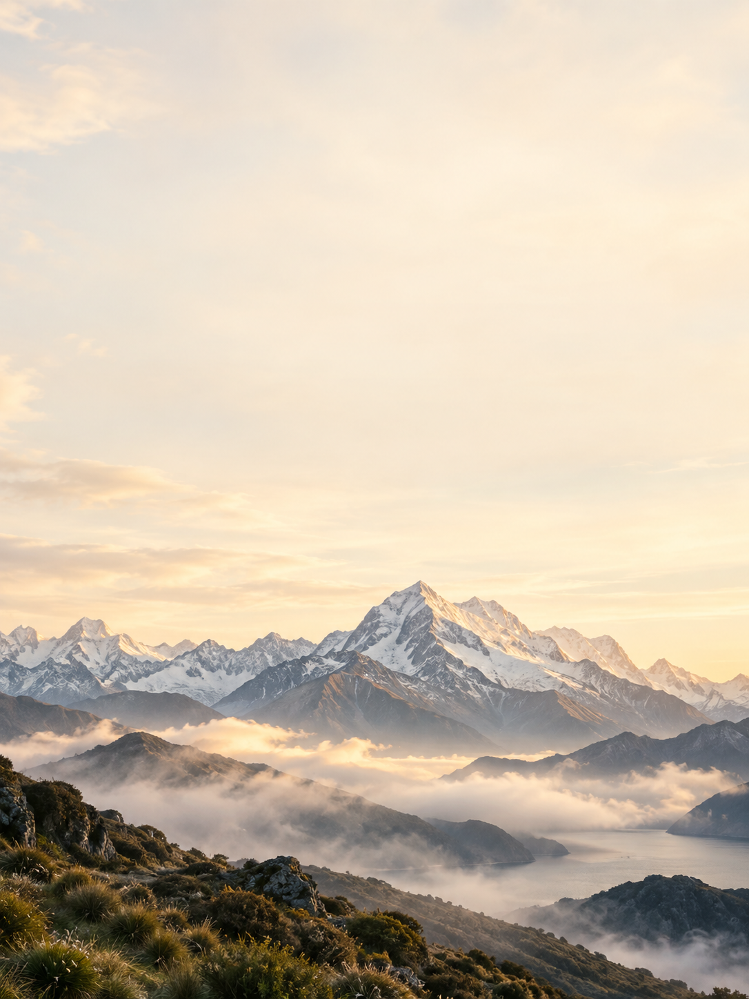 Maunga and mist — available custom text background