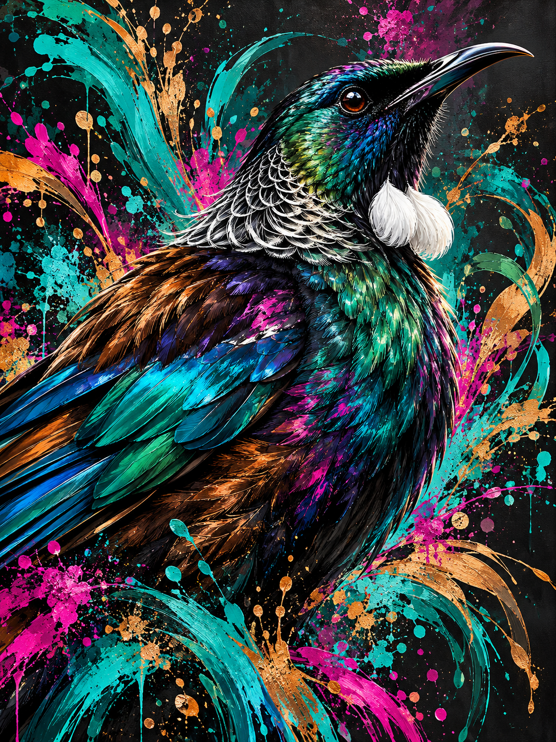 Colour & Wairua — Tūī Metal Print main artwork