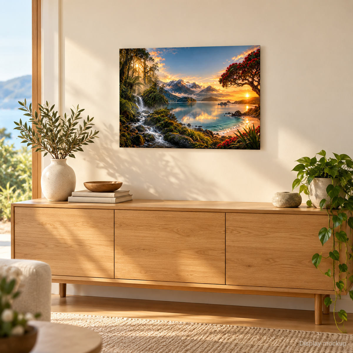 Our Whānau — Personalised Landscape Metal Print illustrative home display mockup