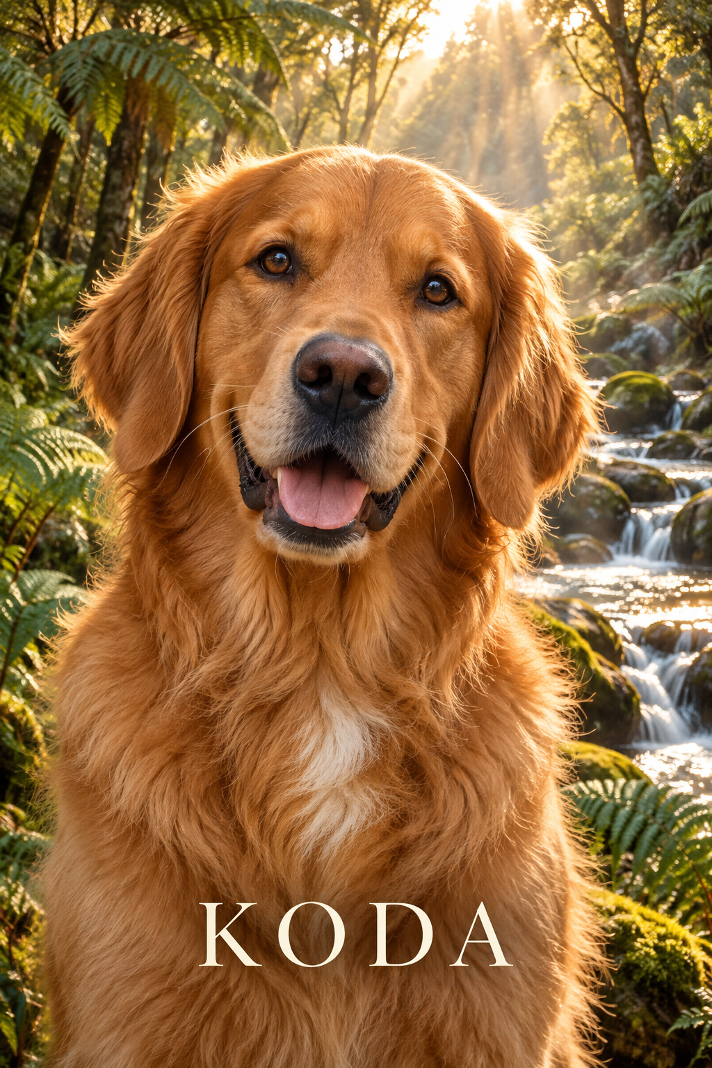 Standard pet metal print sample artwork – fictional sample design by Mahi Wairua