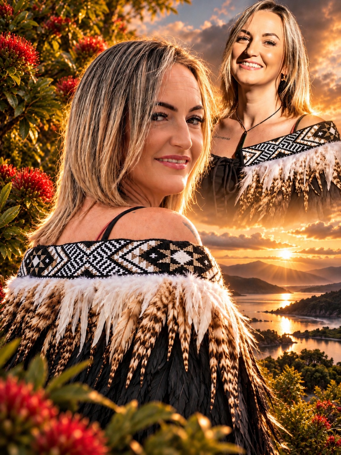 Personalised Portrait & Whānau Metal Print main artwork