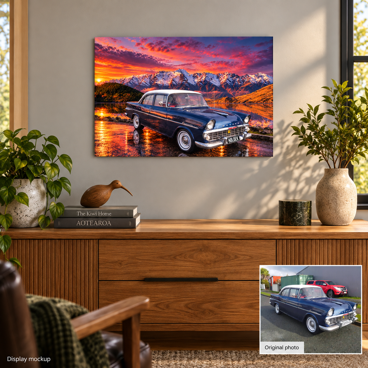 Personalised Vehicle & Passion Metal Print illustrative home display mockup