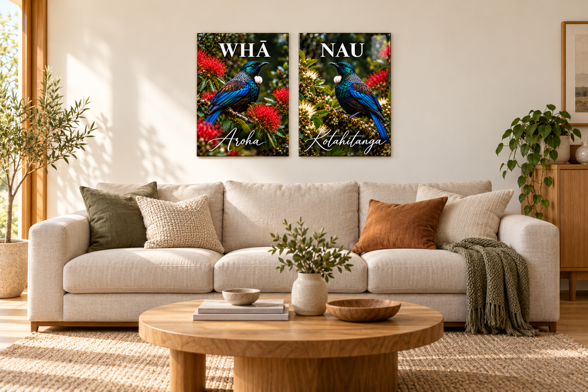 Whānau tui — two-panel room mockup