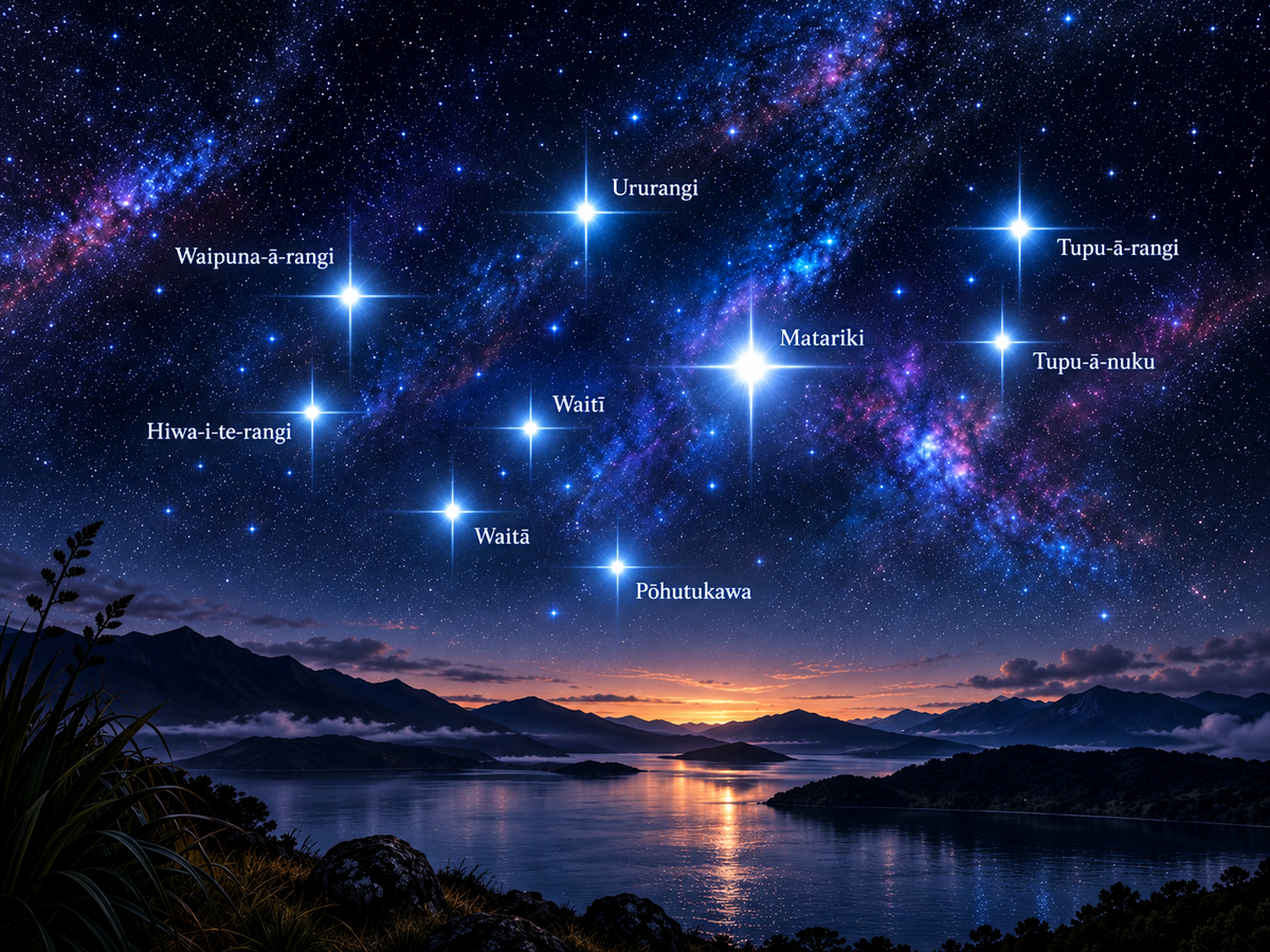 Night sky Matariki artwork in 400 × 300 mm proportions